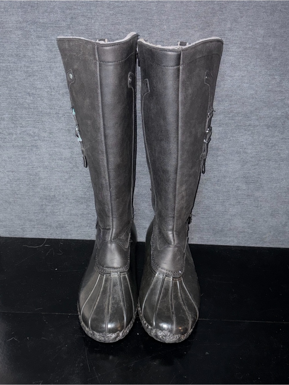 Jambu Black Tall Winter Rain Boots with Side Buckles